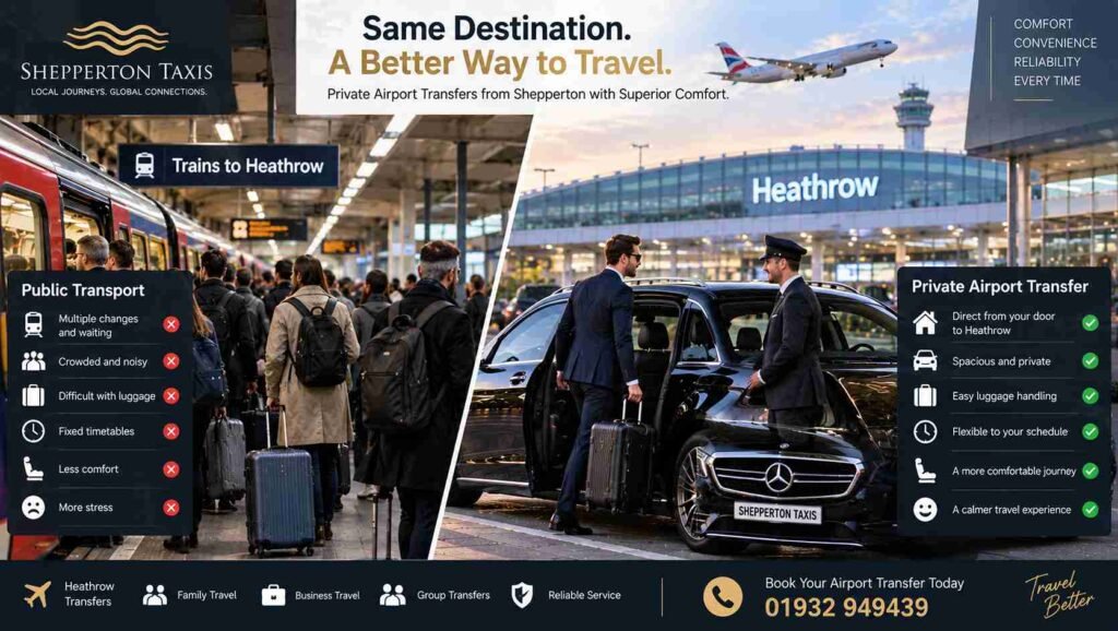 Private Airport Transfers from Shepperton with Superior Comfort Over Public Transport